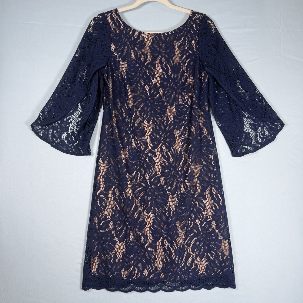 Lilly Pulitzer Size-M Womens Dress Belmont Paradise Found Lace True Navy